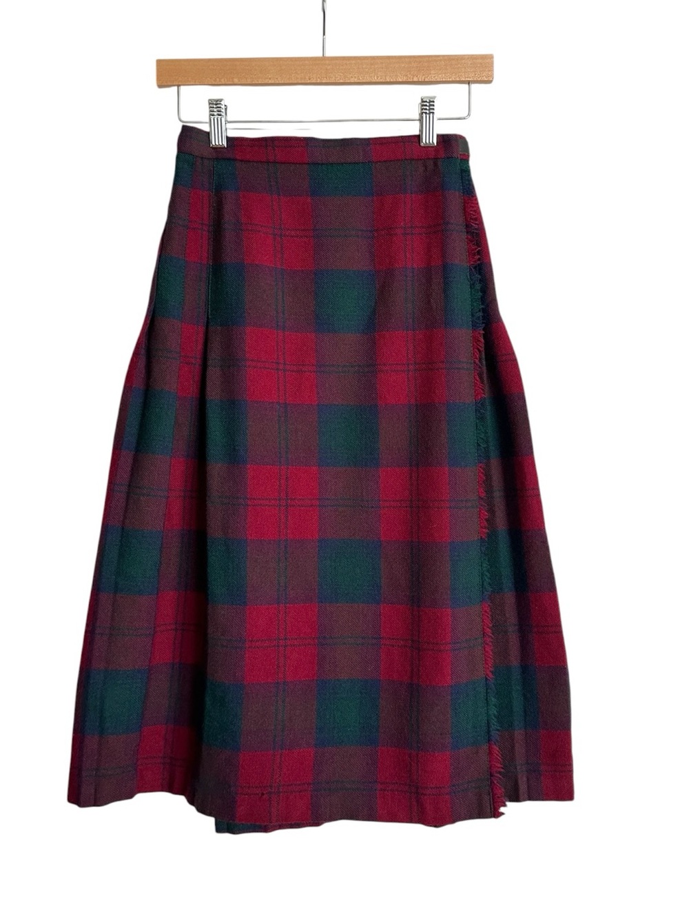 Vintage Scottish Clanwear Wool Tartan Kilt Wrap Midi Skirt US 8 Scotland